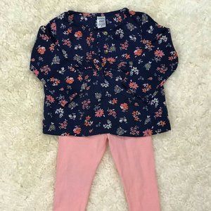 Carters 24 Month Navy Floral Top and Pink Leggings